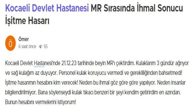 Devlet Hastanesinde ihmal iddiası