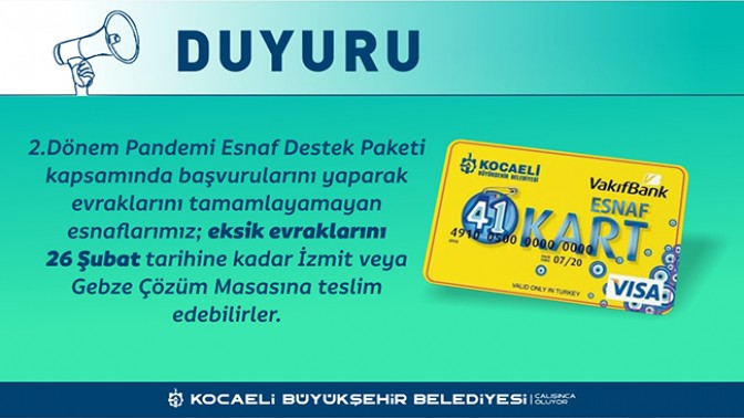 Esnaf Destek Paketi’nde süre uzatıldı